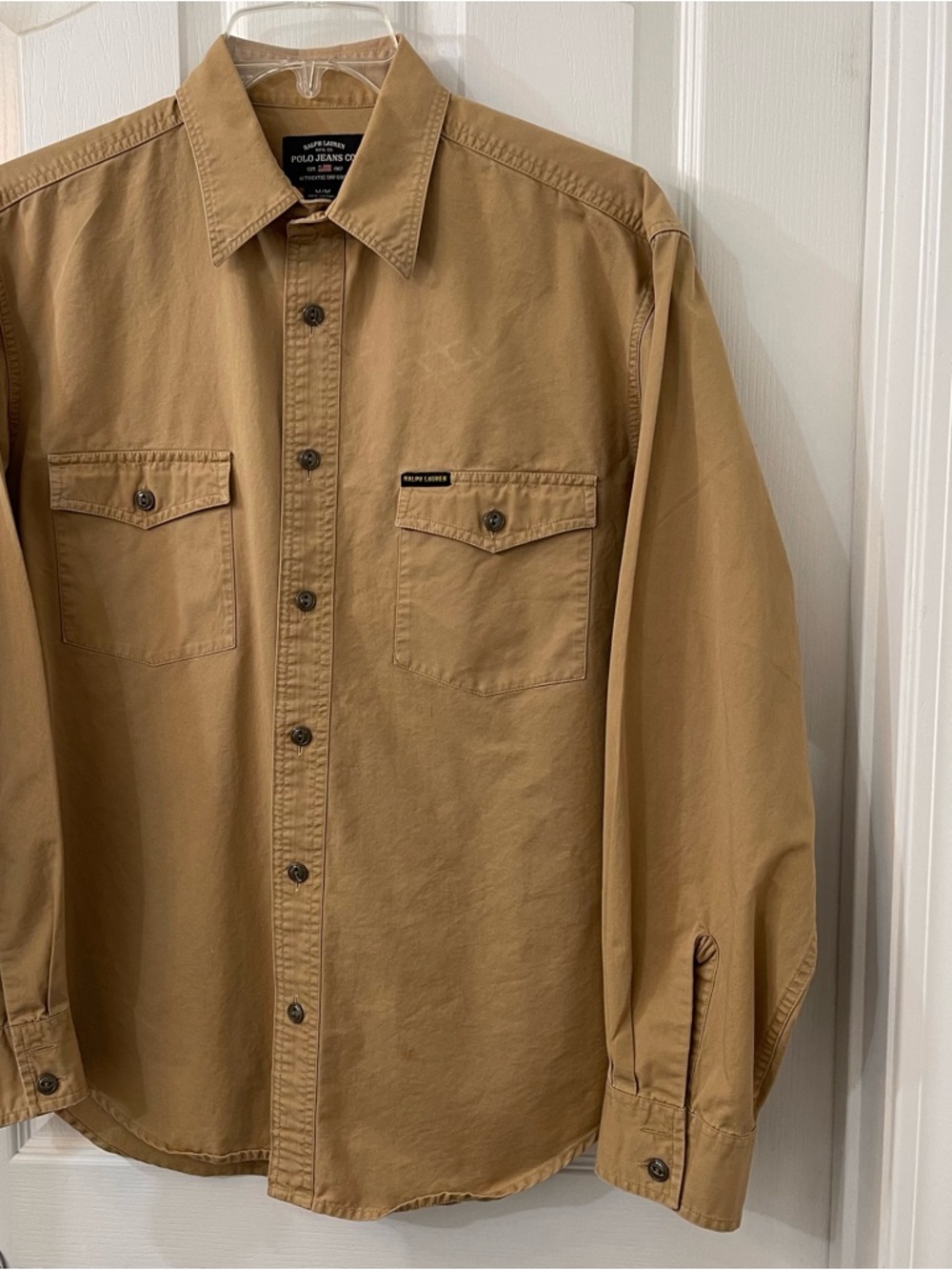 Ralph Lauren Polo Jeans Co. Khaki Button-Up Shirt - Mens: Medium.